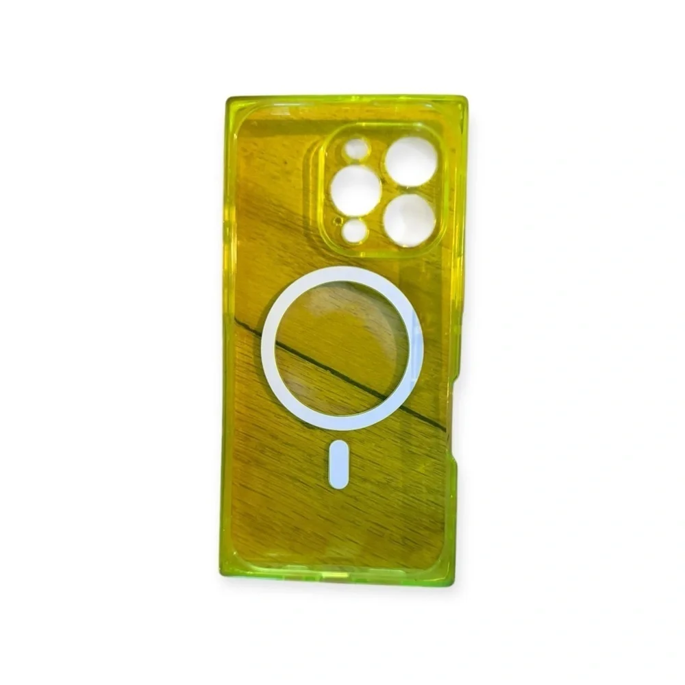 GENERIC AMAZON BRAND Transparent Rubber Neon Yellow iPhone 16 Pro Phone Case